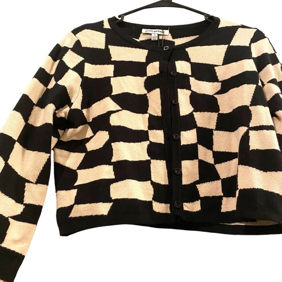 Pretty Garbage Geometric Affair Cardigan Black and White S - Picture 4 of 7